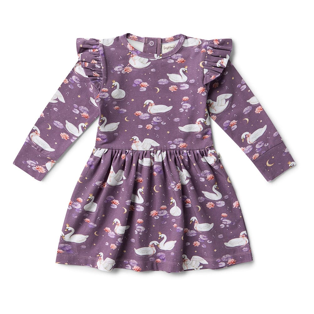 Snuggle Hunny - Organic Long Sleeve Dress | Midnight Swan Long Sleeve Dress Snuggle Hunny 
