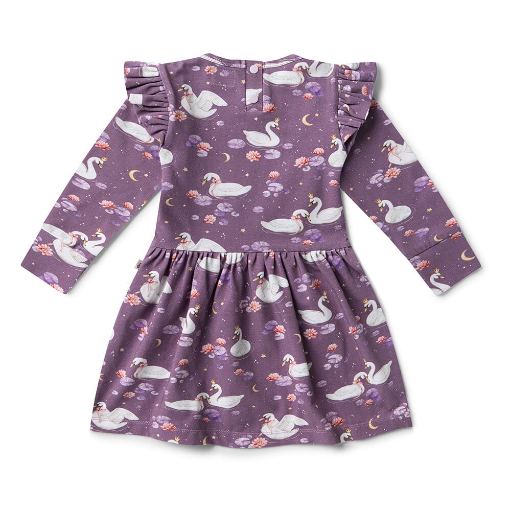 Snuggle Hunny - Organic Long Sleeve Dress | Midnight Swan Long Sleeve Dress Snuggle Hunny 