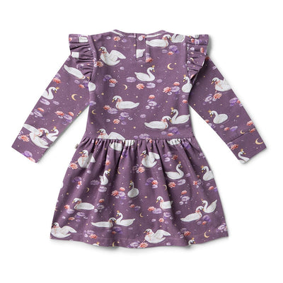 Snuggle Hunny - Organic Long Sleeve Dress | Midnight Swan Long Sleeve Dress Snuggle Hunny 