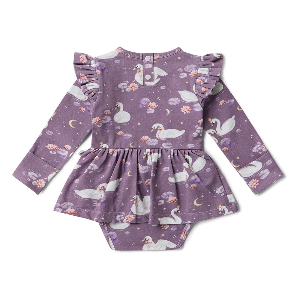 Snuggle Hunny - Organic Long Sleeve Dress | Midnight Swan Long Sleeve Dress Snuggle Hunny 