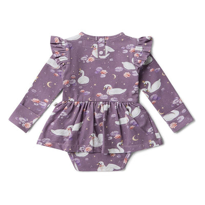 Snuggle Hunny - Organic Long Sleeve Dress | Midnight Swan Long Sleeve Dress Snuggle Hunny 