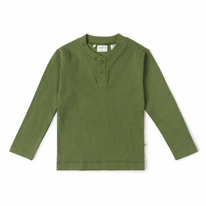 Snuggle Hunny - Organic Long Sleeve Henley Top - Olive