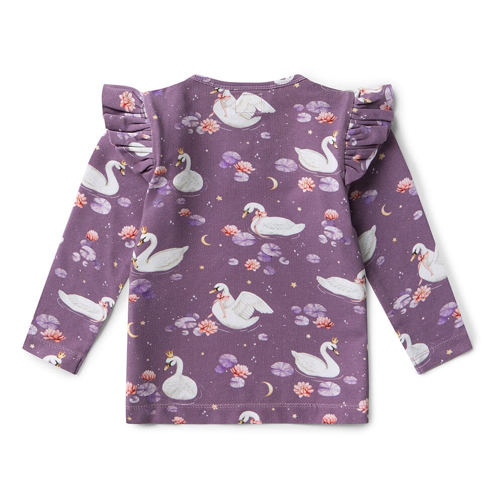 Snuggle Hunny - Organic Long Sleeve Top with Frill | Midnight Swan Long Sleeve Top Snuggle Hunny 