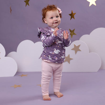 Snuggle Hunny - Organic Long Sleeve Top with Frill | Midnight Swan Long Sleeve Top Snuggle Hunny 