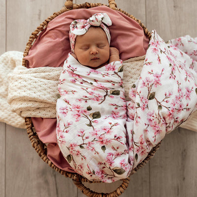 Snuggle Hunny - Organic Muslin Wrap - Cherry Blossom Muslin Wrap Snuggle Hunny 