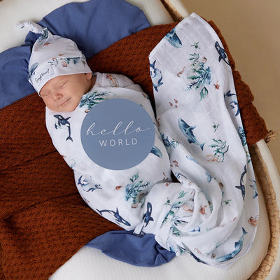 Snuggle Hunny - Organic Muslin Wrap - Ocean Muslin Wrap Snuggle Hunny 