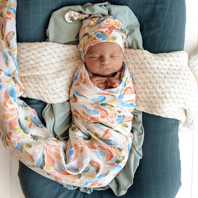 Snuggle Hunny - Organic Muslin Wrap | Summer Palm Muslin Wrap Snuggle Hunny 