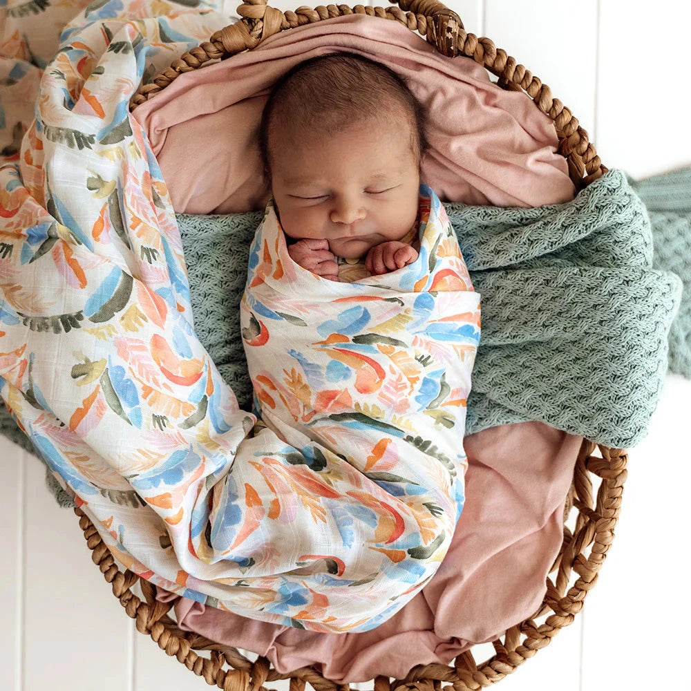 Snuggle Hunny - Organic Muslin Wrap | Summer Palm Muslin Wrap Snuggle Hunny 