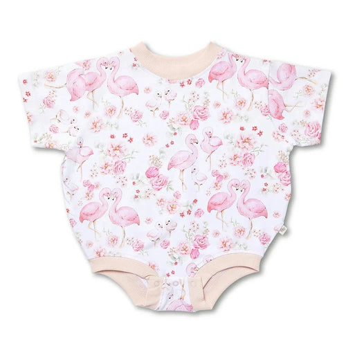 Snuggle Hunny - Organic Oversized Romper | Flamingos
