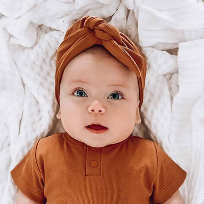 Snuggle Hunny - Organic Ribbed Topknot - Chestnut Headband Snuggle Hunny 