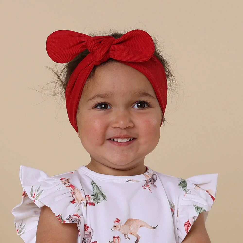 Snuggle Hunny - Organic Ribbed Topknot Red Headband Snuggle Hunny 