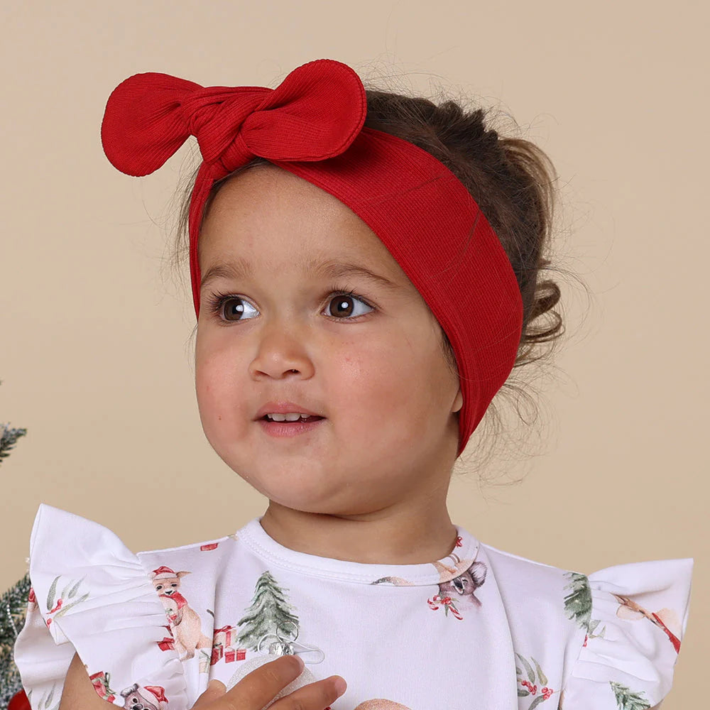 Snuggle Hunny - Organic Ribbed Topknot Red Headband Snuggle Hunny 