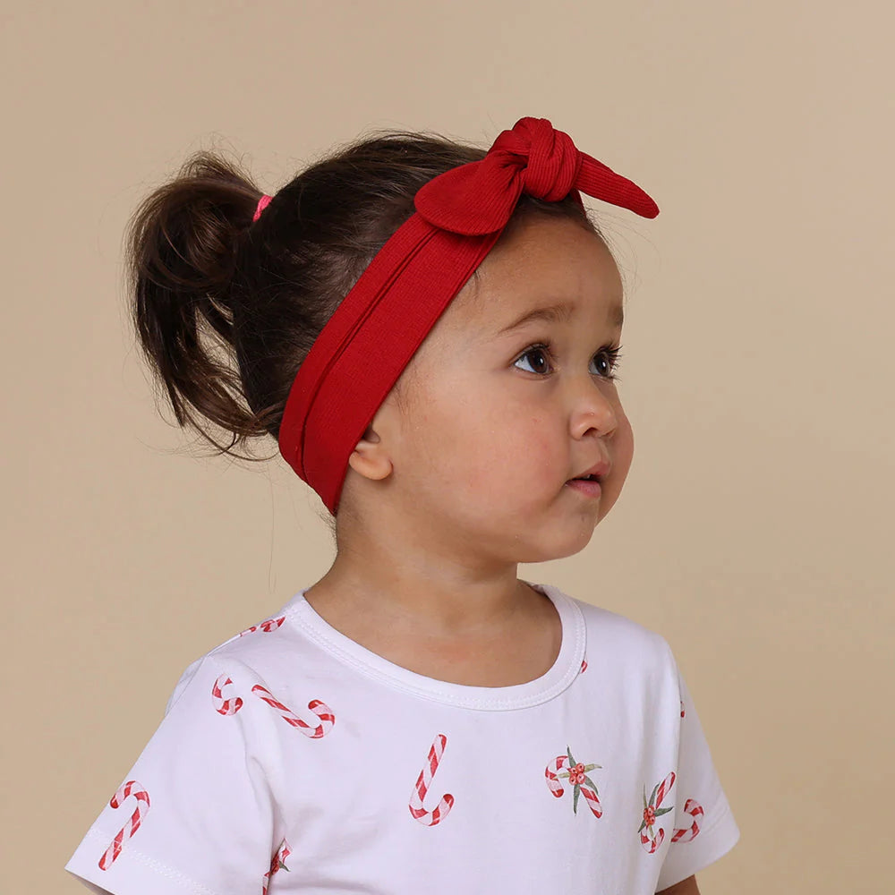 Snuggle Hunny - Organic Ribbed Topknot Red Headband Snuggle Hunny 