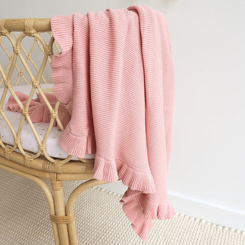 Snuggle Hunny - Organic Ruffle Knit Baby Blanket | Rosa