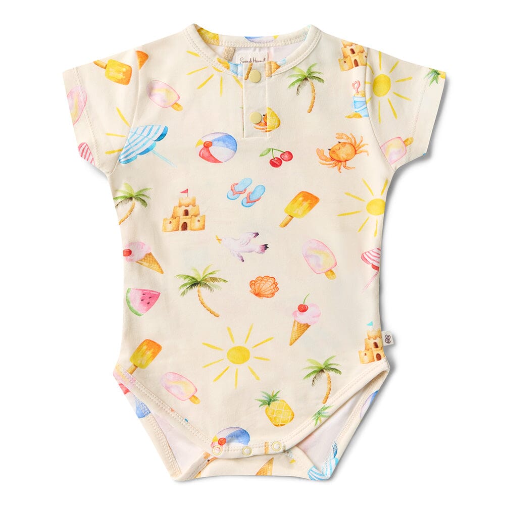 Snuggle Hunny - Organic Short Sleeve Bodysuit | Beach Fun Bodysuit Snuggle Hunny 