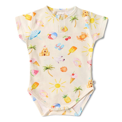 Snuggle Hunny - Organic Short Sleeve Bodysuit | Beach Fun Bodysuit Snuggle Hunny 