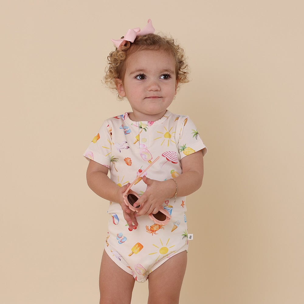Snuggle Hunny - Organic Short Sleeve Bodysuit | Beach Fun Bodysuit Snuggle Hunny 