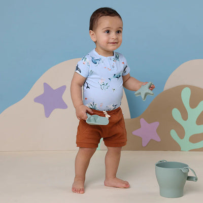 Snuggle Hunny - Organic Short Sleeve Bodysuit - Blue Ocean Bodysuit Snuggle Hunny 