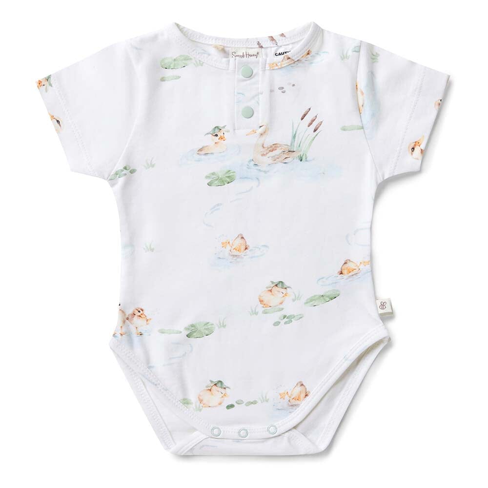 Snuggle Hunny Organic Short Sleeve Bodysuit - Duck Pond Bodysuit Snuggle Hunny 