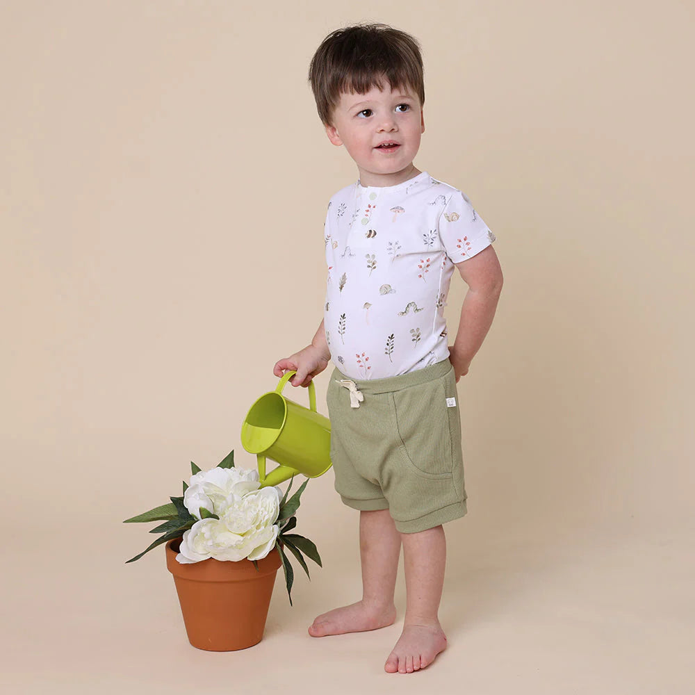 Snuggle Hunny - Organic Short Sleeve Bodysuit - Garden Friends Bodysuit Snuggle Hunny 