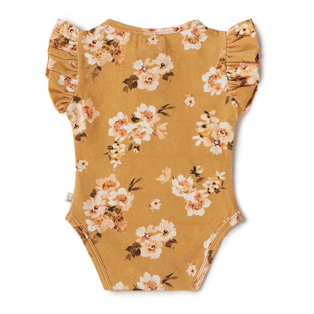 Snuggle Hunny - Organic Short Sleeve Bodysuit - Golden Flower Bodysuit Snuggle Hunny 