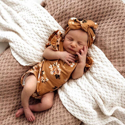 Snuggle Hunny - Organic Short Sleeve Bodysuit - Golden Flower Bodysuit Snuggle Hunny 