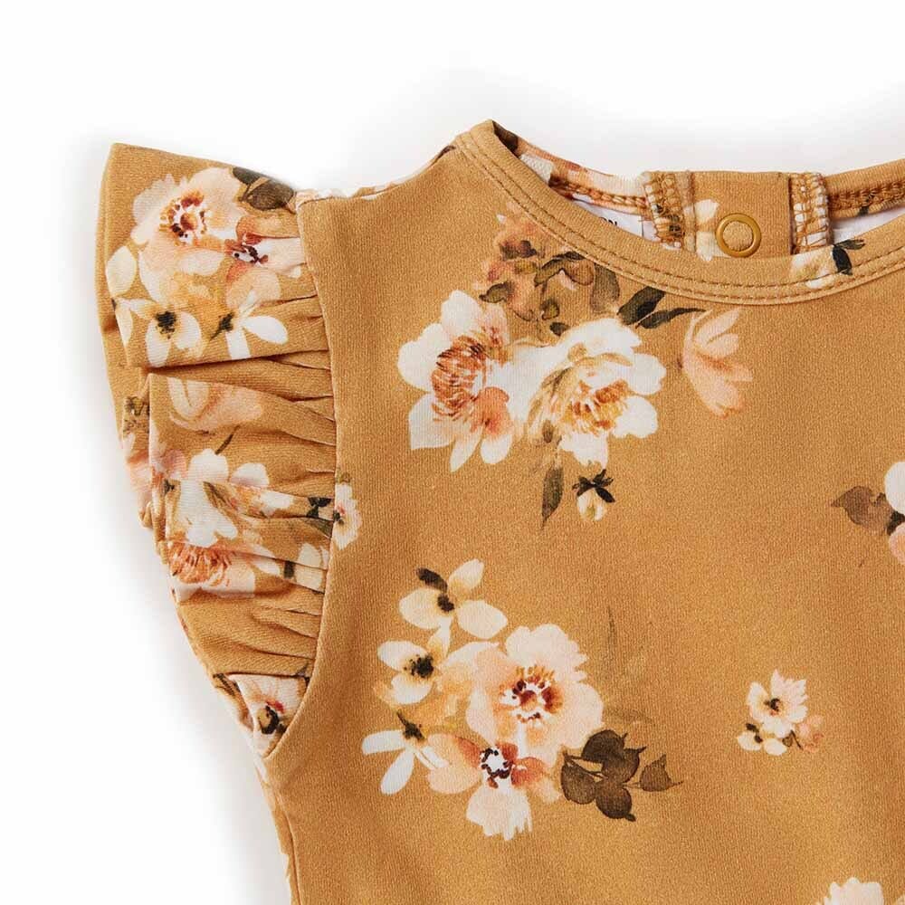 Snuggle Hunny - Organic Short Sleeve Bodysuit - Golden Flower Bodysuit Snuggle Hunny 