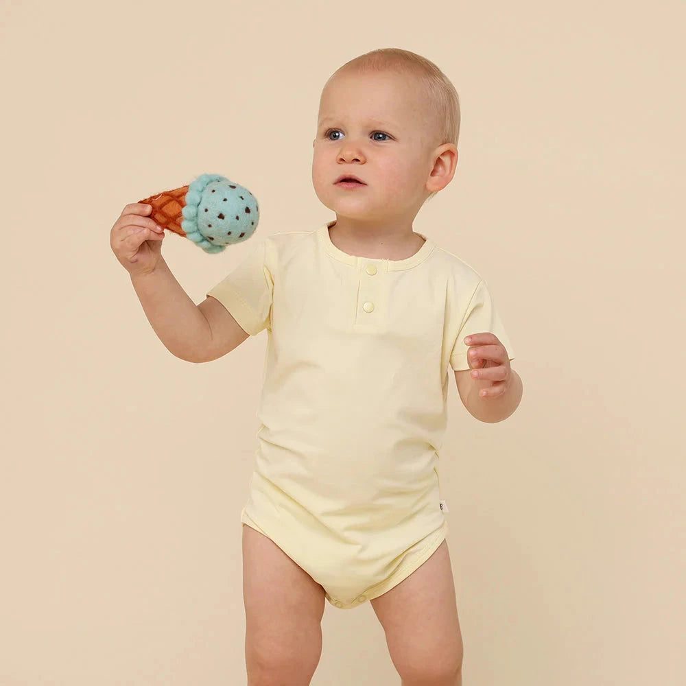 Snuggle Hunny - Organic Short Sleeve Bodysuit | Lemon Sorbet Bodysuit Snuggle Hunny 