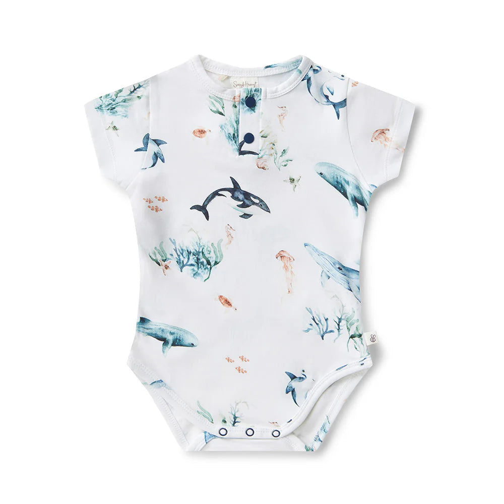 Snuggle Hunny - Organic Short Sleeve Bodysuit - Ocean Bodysuit Snuggle Hunny 