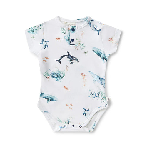 Snuggle Hunny - Organic Short Sleeve Bodysuit - Ocean