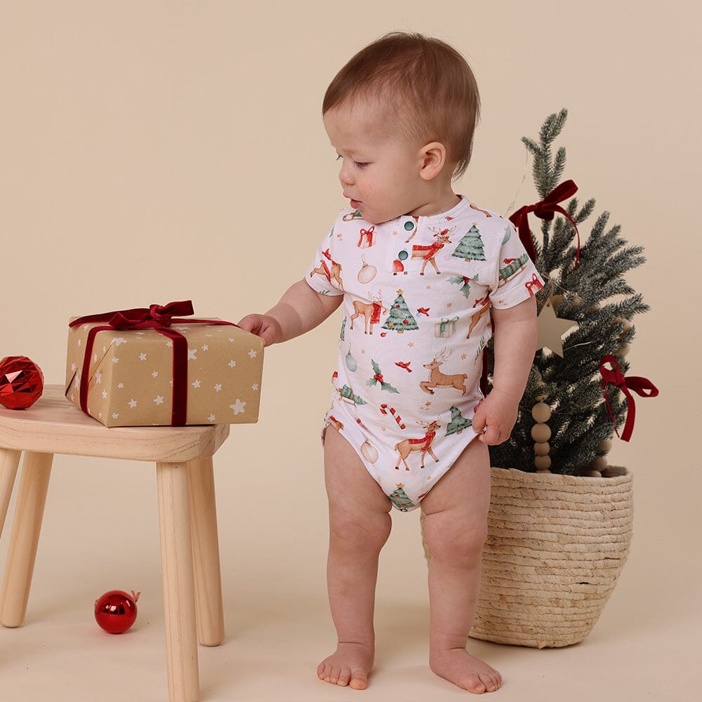 Snuggle Hunny - Organic Short Sleeve Bodysuit | Prancer & Friends Bodysuit Snuggle Hunny 