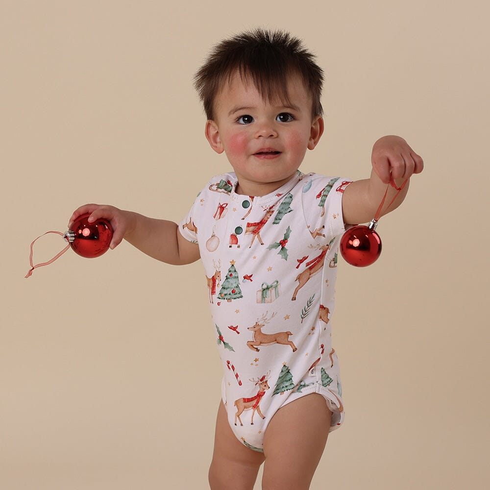 Snuggle Hunny - Organic Short Sleeve Bodysuit | Prancer & Friends Bodysuit Snuggle Hunny 