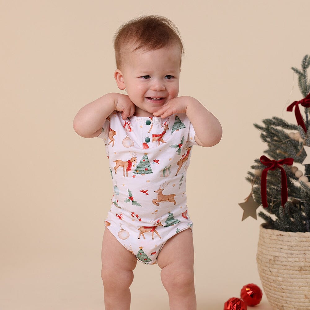 Snuggle Hunny - Organic Short Sleeve Bodysuit | Prancer & Friends Bodysuit Snuggle Hunny 