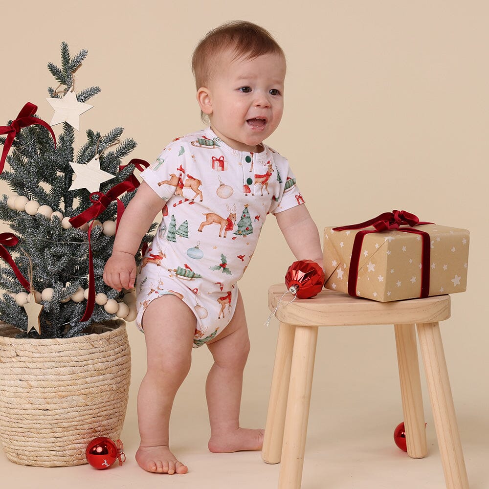 Snuggle Hunny - Organic Short Sleeve Bodysuit | Prancer & Friends Bodysuit Snuggle Hunny 