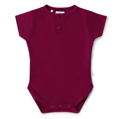 Snuggle Hunny - Organic Short Sleeve Bodysuit | Raspbery