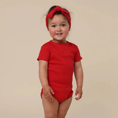Snuggle Hunny - Organic Short Sleeve Bodysuit | Red Bodysuit Snuggle Hunny 