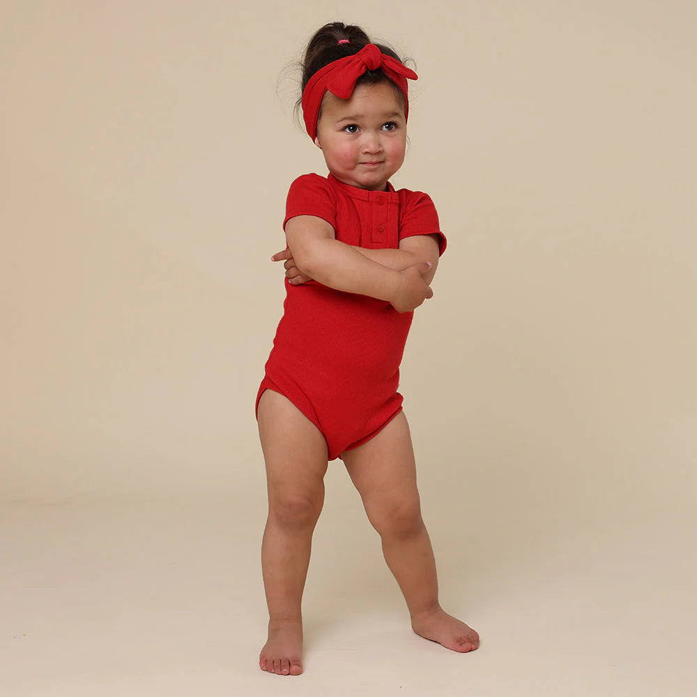 Snuggle Hunny - Organic Short Sleeve Bodysuit Red Bodysuit Snuggle Hunny 