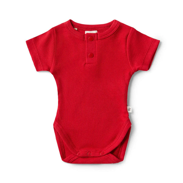 Snuggle Hunny - Organic Short Sleeve Bodysuit | Red Bodysuit Snuggle Hunny 