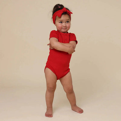 Snuggle Hunny - Organic Short Sleeve Bodysuit | Red Bodysuit Snuggle Hunny 