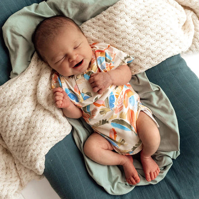 Snuggle Hunny - Organic Short Sleeve Bodysuit | Summer Palm Bodysuit Snuggle Hunny 