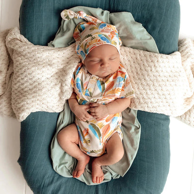 Snuggle Hunny - Organic Short Sleeve Bodysuit | Summer Palm Bodysuit Snuggle Hunny 