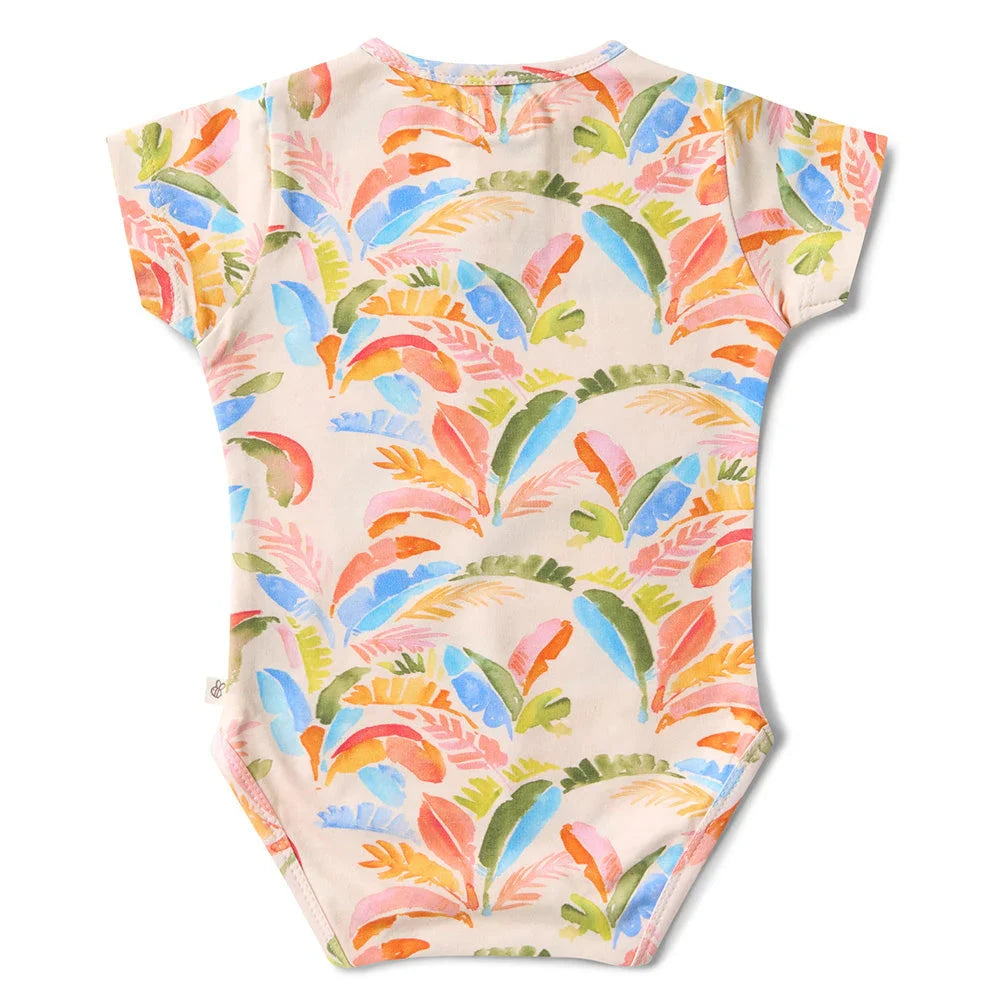Snuggle Hunny - Organic Short Sleeve Bodysuit | Summer Palm Bodysuit Snuggle Hunny 