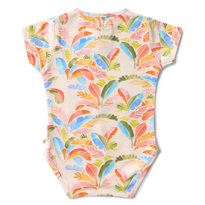 Snuggle Hunny - Organic Short Sleeve Bodysuit | Summer Palm Bodysuit Snuggle Hunny 