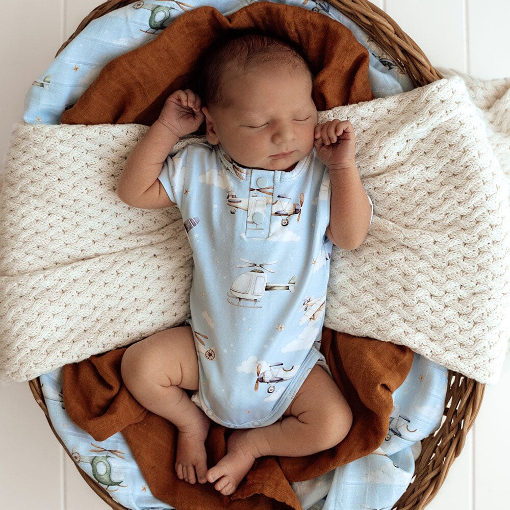 Snuggle Hunny - Organic Short Sleeve Bodysuit | Taking Flight Bodysuit Snuggle Hunny 