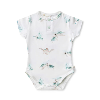 Snuggle Hunny - Organic Short Sleeve Bodysuit - Turtle Bodysuit Snuggle Hunny 