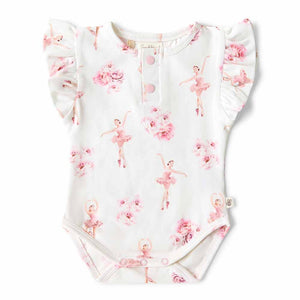 Snuggle Hunny - Organic Short Sleeve Bodysuit With Frill - Ballerina