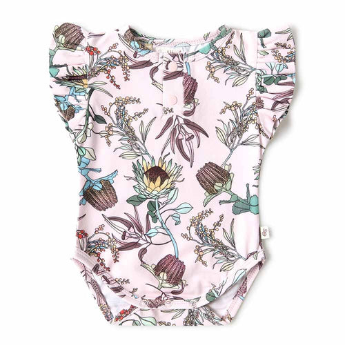 Snuggle Hunny Organic Short Sleeve Bodysuit With Frill - Banksia