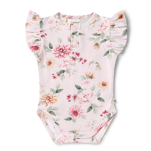 Snuggle Hunny - Organic Short Sleeve Bodysuit with Frill | Birds & Blooms