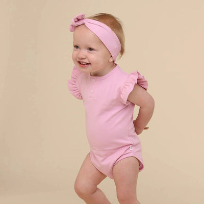 Snuggle Hunny - Organic Short Sleeve Bodysuit with Frill | Bubblegum Bodysuit Snuggle Hunny 