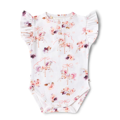 Snuggle Hunny - Organic Short Sleeve Bodysuit with Frill | Carousel